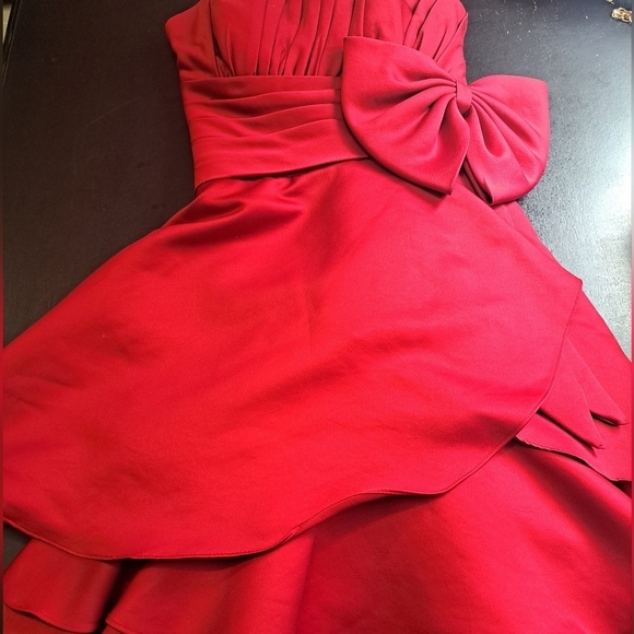 Landy Bridal Wine Strapless Satin Dress Sorority Winter Formal Size Small - Picture 11 of 16